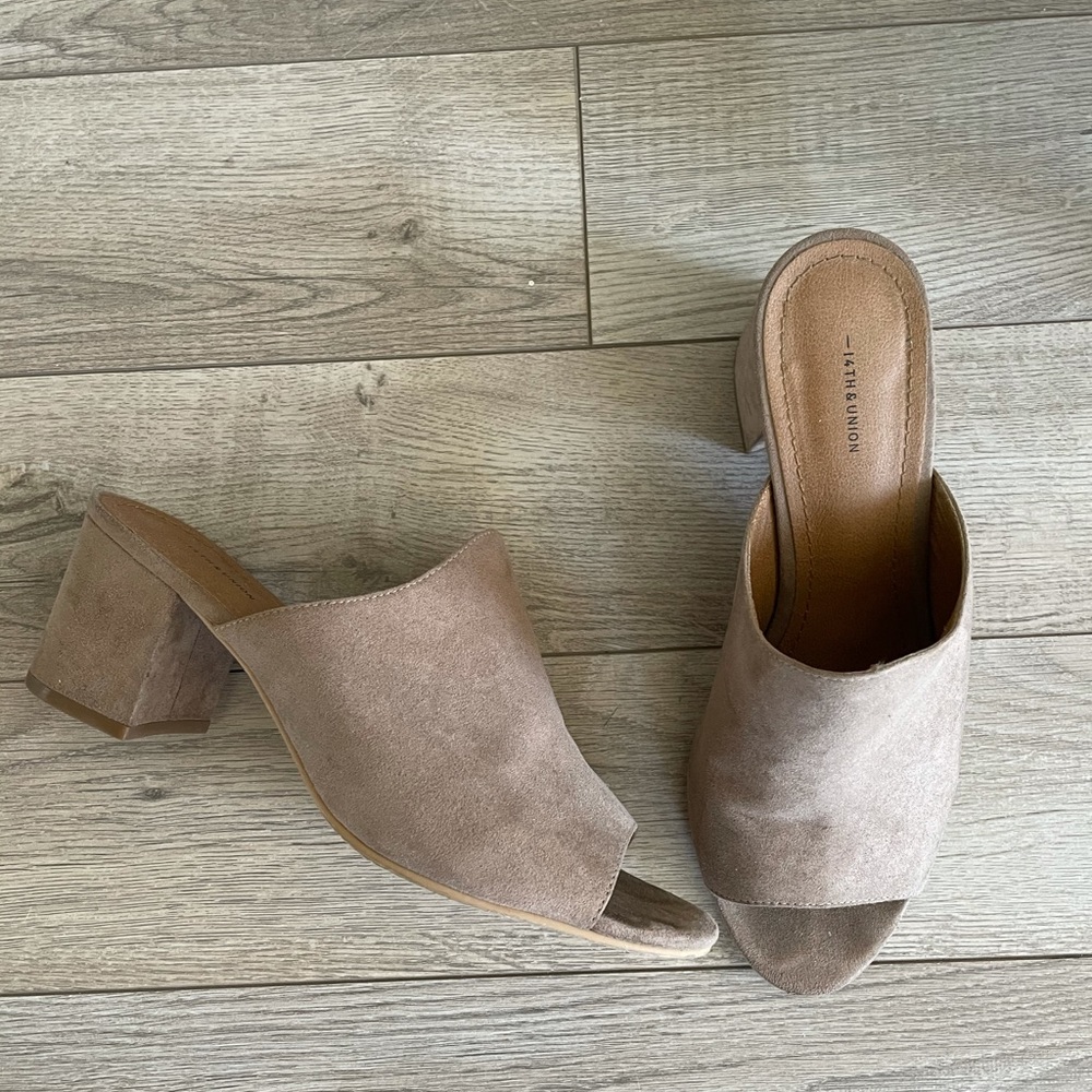 Nude Slide-On Mules